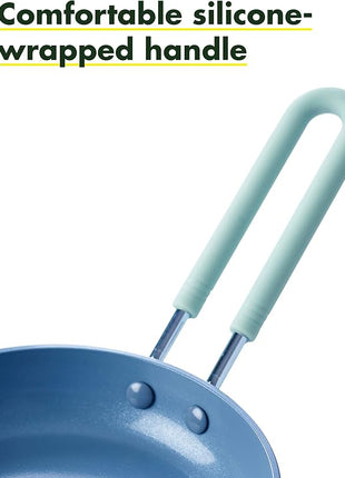 GreenPan Mini Healthy Ceramic Nonstick, 5" Round Egg Pan, PFAS-Free, Dishwasher Safe, Stay Cool Handle, Mint Green