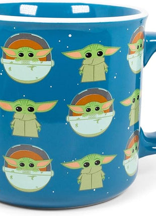 Silver Buffalo Star Wars The Mandalorian Repeat Poses Ceramic Camper-Style Coffee Mug, 20-Ounces