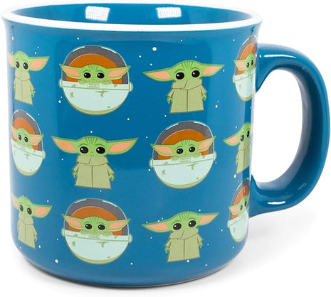 Silver Buffalo Star Wars The Mandalorian Repeat Poses Ceramic Camper-Style Coffee Mug, 20-Ounces