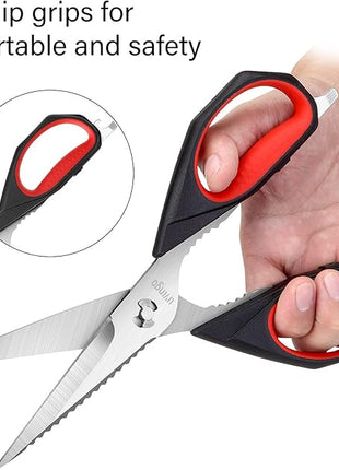 LIVINGO Kitchen Scissors, 2 Pack 9.25" Utility All Purpose Poultry Shears Heavy Duty Dishwasher Safe, Come Apart Sharp Stainless Steel Cooking Food Scissors for Cutting Meat, Chicken, Vegetable, Fish