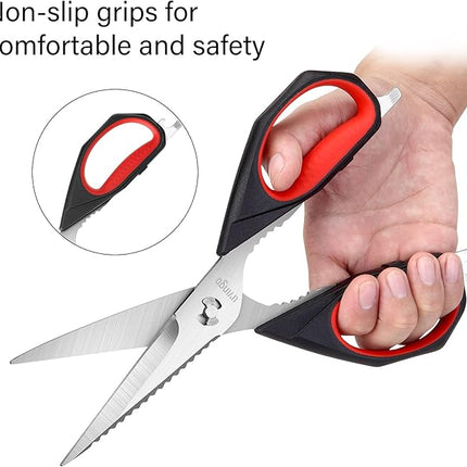 LIVINGO Kitchen Scissors, 2 Pack 9.25" Utility All Purpose Poultry Shears Heavy Duty Dishwasher Safe, Come Apart Sharp Stainless Steel Cooking Food Scissors for Cutting Meat, Chicken, Vegetable, Fish