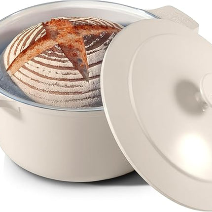 Gotham Steel 5 Qt Dutch Oven Pot with Lid, Nonstick Ceramic Dutch Oven Stock Pot, 10 in 1 Cooking Pots & Dutch Ovens for Bread Baking, Lightweight Oven & Dishwasher Safe – Cream