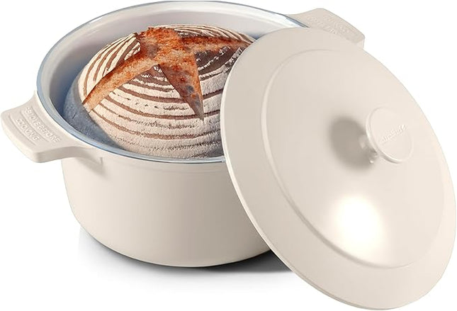 Gotham Steel 5 Qt Dutch Oven Pot with Lid, Nonstick Ceramic Dutch Oven Stock Pot, 10 in 1 Cooking Pots & Dutch Ovens for Bread Baking, Lightweight Oven & Dishwasher Safe – Cream