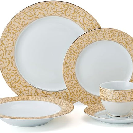 Mikasa Parchment Gold 40 Piece Dinnerware Set, Service for 8