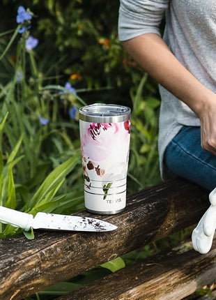 Tervis Traveler Kelly Ventura Floral Collection Triple Walled Insulated Tumbler Travel Cup Keeps Drinks Cold & Hot, 20oz - Stainless Steel, Posy