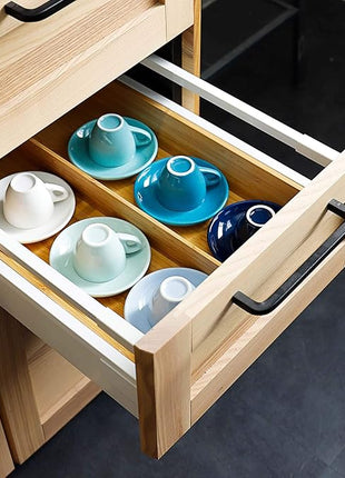 Sweese 2 Ounce Espresso Cups with Saucers, Porcelain Espresso Cups Set of 6 - Hot Assorted Colors