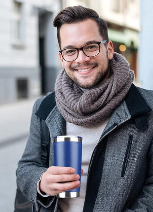 20oz Tumbler Stainless Steel Vacuum Insulated Mug with Lid, Double Wall Travel Mug, Durable Powder Coated Coffee Cup, Suitable for Ice Drinks and Hot Beverage (New Blue 12 pack)