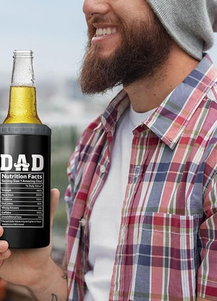 SANDJEST 4-in-1 Dad Tumbler Gifts for Dad from Daughter Son - 12oz Dad Nutrition Facts Can Cooler Tumblers Cup - Stainless Steel Insulated Cans Coozie Christmas, Birthday, Father's Day Gift for Daddy