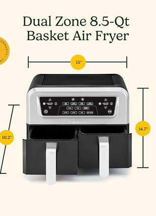 Cuisinart Dual Basket Air Fryer, 2-4.25 QT Baskets, Total 8.5 QT, 4 Functions Air Fry, Roast, Bake and Keep Warm, Features Sync Finish and Sync Settings, Toss Reminder, Auto Warm Mode and Auto-Pause