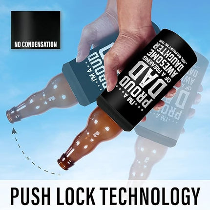 SANDJEST 4-in-1 Dad Tumbler Gifts for Dad from Daughter - 12oz Funny Proud Dad Can Cooler Tumblers Cup - Stainless Steel Insulated Cans Coozie Travel Mug Christmas, Birthday, Father's Day Gift