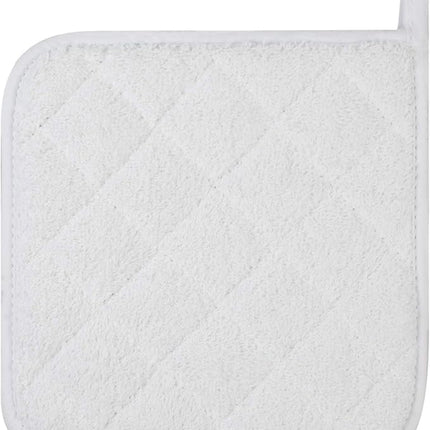 100% Cotton Kitchen Everyday Basic Terry Pot Holder Heat Resistant Coaster Potholder for Cooking and Baking Set of 5 White