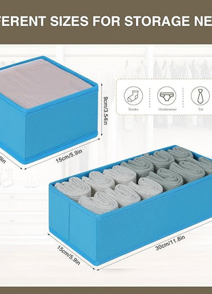 DIMJ Drawer Organizers - Set of 4 Fabric Closet Organizers and Storage, Drawer Dividers for Baby Clothes, Socks, Belt, Tie (Blue)