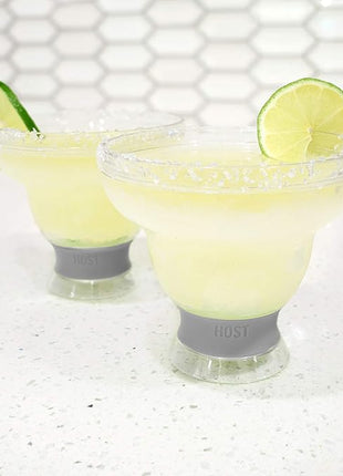 HOST FREEZE Margarita Cocktail Glasses, Frozen Cup Double Wall Insulated Daiquiri Plastic Tumblers Set Fun Tequila Drinking Cups Grey Set of 2