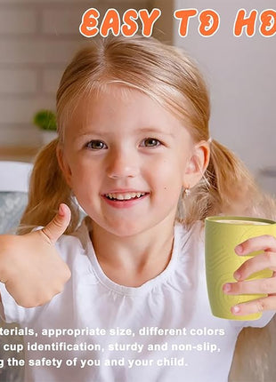 Homienly Kids Cups Premium Wheat Straw Cups Set of 4, Reusable Cups, Unbreakable Drinking Cup 12 OZ, Dishwasher and Microwave safe, Tumbler for Juice, Drinks, Milk - Beach Color