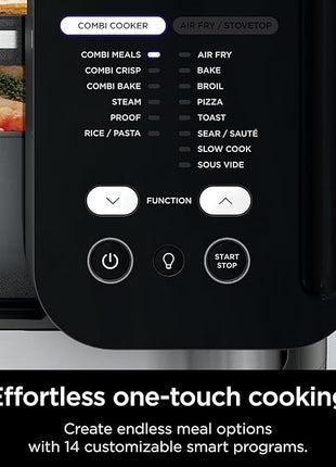 Ninja Combi All-in-One Multicooker, Oven, & Air Fryer, Complete Meals in 15 Mins, 14-in-1 Functions, Combi Cooker + Air Fry, Bake, Roast, Slow Cook and More, 3 Accessories, Stainless Steel, SFP701
