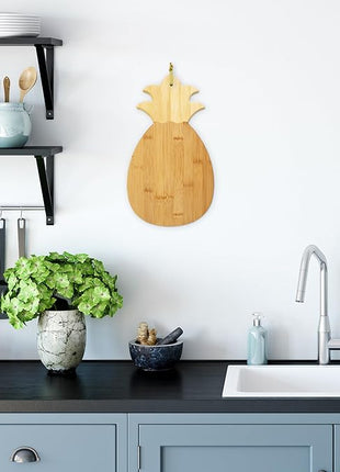 Totally Bamboo Pineapple Shaped Bamboo Wood Cutting Board and Charcuterie Board, 14-3/8" x 7-1/2" (Pack of 2)