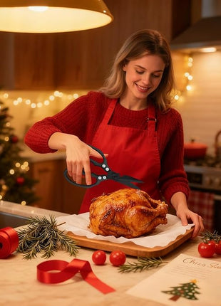 CGBE Kitchen Scissors, Multi-Purpose Kitchen Shears, Heavy Duty Dishwasher Safe Food Scissors for Chicken, Poultry, Fish, Meat & Herbs with Non-Slip Grips - ALL Black