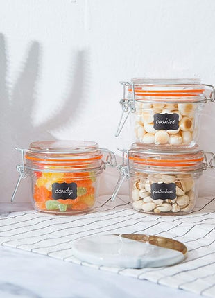 Encheng Small Glass Jars With Airtight Lids, Glass Spice Jars 5 oz,Maosn Jars With Leak Proof Rubber Gasket 150ml,Glass Storage Containers With Hinged Lid,Kitchen Canisters 12 Pack