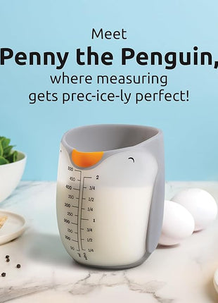 OTOTO Penny Penguin Silicone Measuring Cups for Cooking - 500ml 2 Cup Cute Measuring Cups for Baking, BPA-Free, Microwave Safe, Penguin Gifts, Cute Kitchen Accessories, Funny White Elephant Gifts