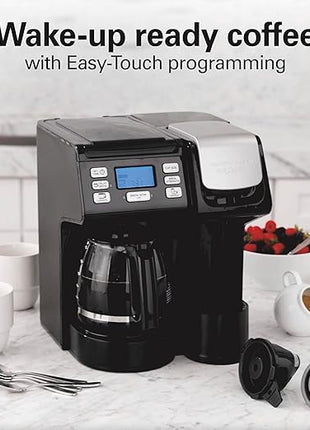 Hamilton Beach FlexBrew Trio 2-Way Coffee Maker, Compatible with K-Cup Pods or Grounds, Combo, Single Serve & Full 12c Pot, Black - Fast Brewing (49902)