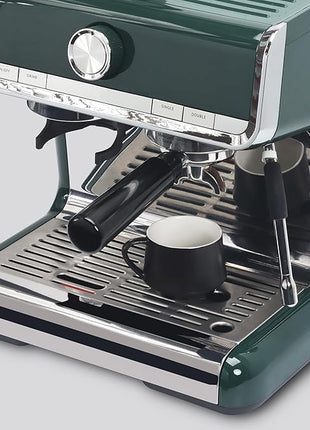 Lareina 3-Ounce Porcelain Espresso Cups Set of 6, Stackable Coffee Cups with Saucers, Spoons and Metal Stand, Ceramic Demitasse Mugs, Espresso Accessories for Machine, Black