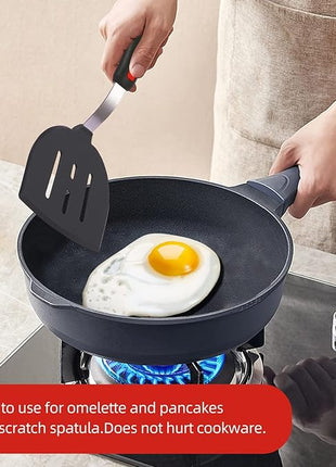 Silicone Spatula Turner Set Large And Thin Flipper Spatulas Heat Resistant 600 ° F Slotted Flexible Turner Cooking Utensils For Nonstick Cookware Egg,Pancake,Fish,Omelette,Hamburger (3 Pack)