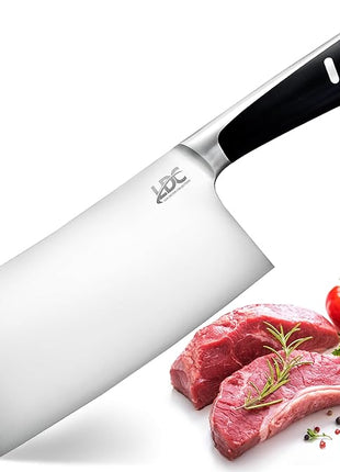 LDC Meat Cleaver Heavy-Duty 7" Inch Knife - High-Carbon Stainless Steel Chef Knife for Meat and Vegetables - Butcher Bone Cutting Knife for Home and Restaurant Use