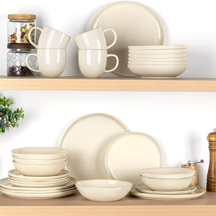 AmorArc Ceramic Dinnerware Sets,Handmade Reactive Glaze Stoneware Plates and Bowls Sets,Highly Scratch Resistant | Dishwasher & Microwave Safe Dishes Set,Service for 4 (12pc)