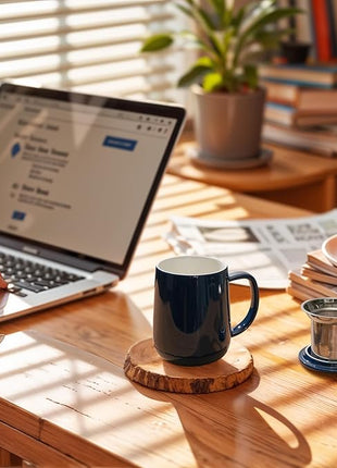 Sweese 20oz Porcelain Teacup with Infuser and Lid, Large Tea Mug for Loose Tea - Microwave and Dishwasher Safe, Insulated, Modern Design for Tea Lovers