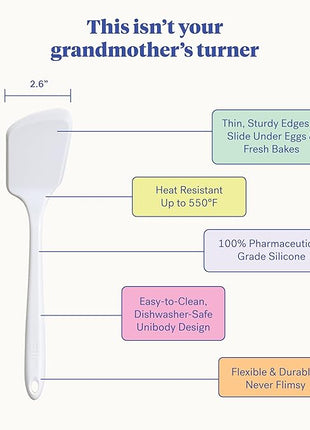 GIR: Get It Right Silicone Kitchen Spatula Turner - Non-Toxic Cooking Utensils for Nonstick Cookware, Cooking and Baking, Ultimate - 13IN - Studio White