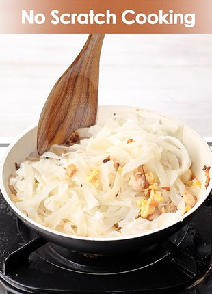 comfoyar Teak Wooden Spoons for Cooking, 10 Pieces Kitchen Cooking Utenails Set with Spatula and Ladle, Heat Resistant Kitchen Cookware for Nonstick Pan