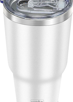 WETOWETO 30oz Tumbler, Stainless Steel Vacuum Insulated Water Coffee Tumbler Cup, Double Wall Powder Coated Spill-Proof Travel Mug Thermal Cup for Home Outdoor (White, 1 Pack)