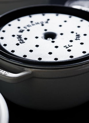 Staub Cast Iron 4-qt Round Cocotte - White Truffle, Made in France