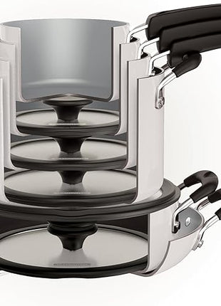 Tramontina Ceramic Non Stick 11-Piece Nesting Pots and Pans Set with Lids - Stackable Nonstick Cookware Set, Dishwasher and Oven Safe, White