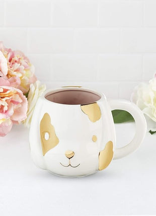 Pinky Up Penny Dog Mug, Ceramic Tea Mug, Tea Tumbler Cup, Dog Lover Gifts, Puppy Inspired Tea Cup, Gold Accents, 16oz