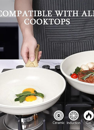 GiPP Ceramic Nonstick Frying Pan with Lid - 10" Healthy Non-Toxic Non Stick Skillet Omelette Pans, Induction Compatible Chef Pan, PFAS & PFOA-Free, Dishwasher Safe, Stay Cool Handles