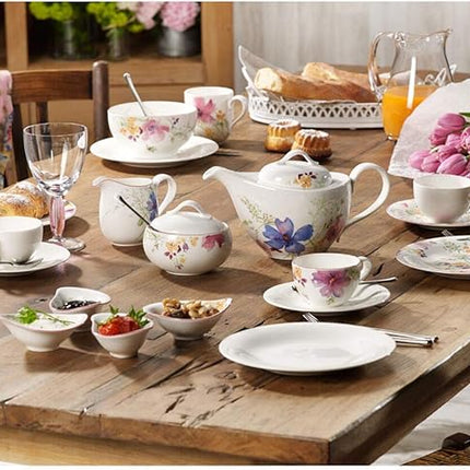 Villeroy & Boch - Mariefleur Basic Breakfast Plates, Set of 6, 21 cm, Premium Porcelain, White/Multi-Coloured, 10-4100-2640-6