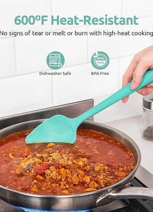 U-Taste Silicone Spatula Set, 600ºF High Heat Resistant, Seamless Food Grade Flexible Rubber Kitchen Cooking Mixing Baking Scraper for Nonstick Cookware Set of 3 (Aqua Sky)