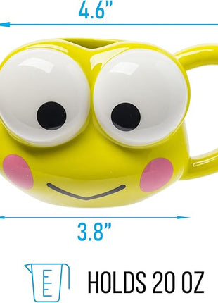 Silver Buffalo Sanrio Hello Kitty and Friends Keroppi Ceramic 3D Sculpted Mug, 20 Ounces