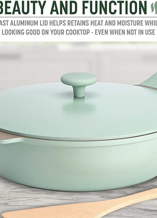 Goodful All-in-One Pan, Multilayer Nonstick, High-Performance Cast Construction, Multipurpose Design Replaces Multiple Pots and Pans, Dishwasher Safe Cookware, 11-Inch, 4.4-Quart Capacity, Sage Green