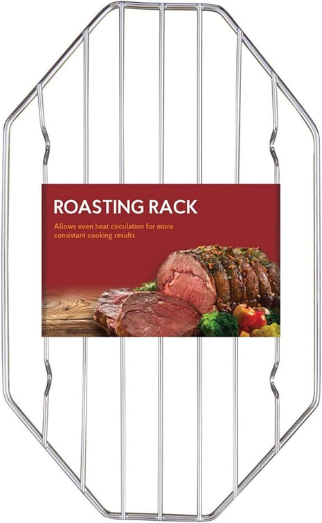 HIC Kitchen Roasting Octagonal Baking Rack, Chrome-Plated Steel Wire, Fits Oval And Smaller Roasting Pans, 10 x 6 x 0.5-Inches