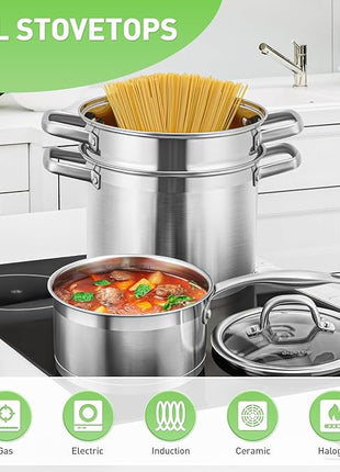 Duxtop Professional Stainless Steel Pots and Pans Set, 17PC Induction Cookware Set, Impact-bonded Technology