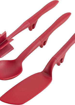Rachael Ray Tools and Gadgets Lazy Crush & Chop, Flexi Turner, and Scraping Spoon Set / Cooking Utensils - 3 Piece, Red