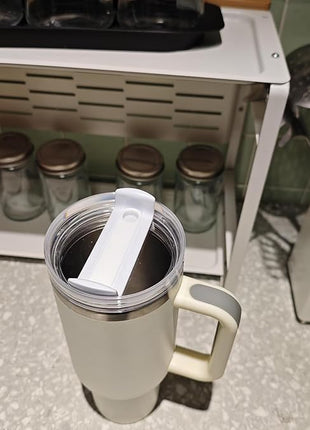 40 OZ Tumbler Lid Replacement Fit for Stanley Cup, 2 Pack Clear Replacement Lids Fit for Stanley Travel Tumbler, Spill Proof Tumbler Covers for Stanley Cup Accessories (Clear - White)