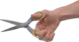 Westcott ‎13824 7” & 5” Pointed Titanium-Bonded Crafting Scissors with Soft Handles, Gray/Yellow (2 Pack)