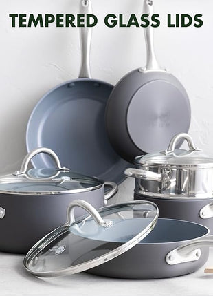 GreenPan Lima Hard Anodized Healthy Ceramic Nonstick 12 Piece Cookware Pots and Pans Set, PFAS-Free, Oven Safe, Gray
