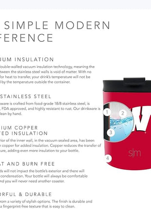 Simple Modern Officially Licensed Collegiate University Coffee Mug with Leakproof Lid Insulated Stainless Steel Travel Mug | Scout, Classic Collection | 12oz