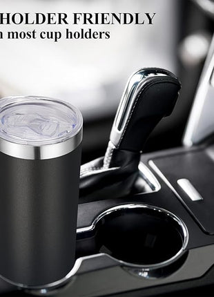 VEGOND Stainless Steel Tumblers Bulk 6 Pack, 20 oz Vacuum Insulated Skinny Tumblers with Lid and Straw, Double Wall Coffee Mug, Travel Water Cup, Black