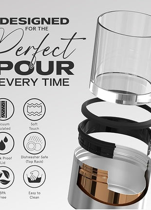 asobu Whiskey Sleeve Glass – Insulated Bourbon Tumbler with Premium Rocks Glass, BPA-Free, Double-Wall Stainless Steel, Keeps Drinks Cold Longer, 10.5oz