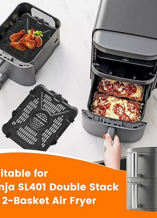 Air Fryer Replacement Tray for Ninja SL201 SL401 SL451 DoubleStack XL 2-Basket, 2 Packs Air Fryer Grill Plate Tray Accessories, Dishwasher Safe